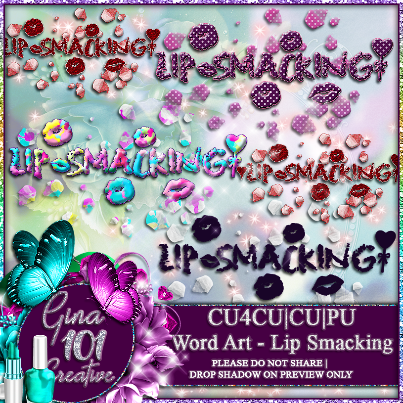 CU4CU CU/PU Lip Smacking Word Art - Click Image to Close